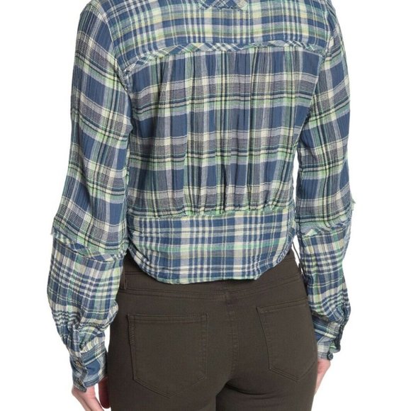 NEW NWT Free People First Bloom Plaid Top Button - Picture 2 of 6